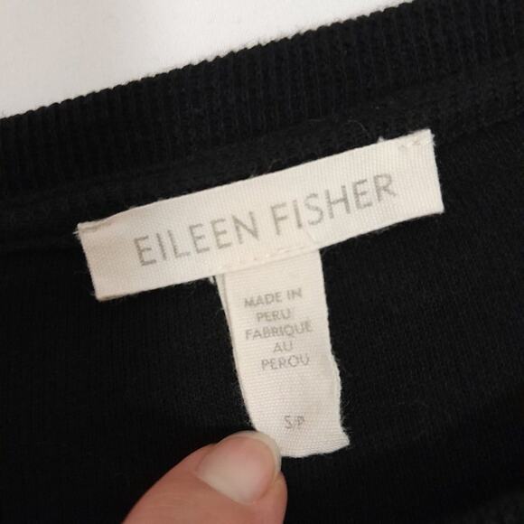 Eileen Fisher Black Organic Cotton Boxy Top Women Small NWOT Classic Lagenlook - Picture 4 of 6